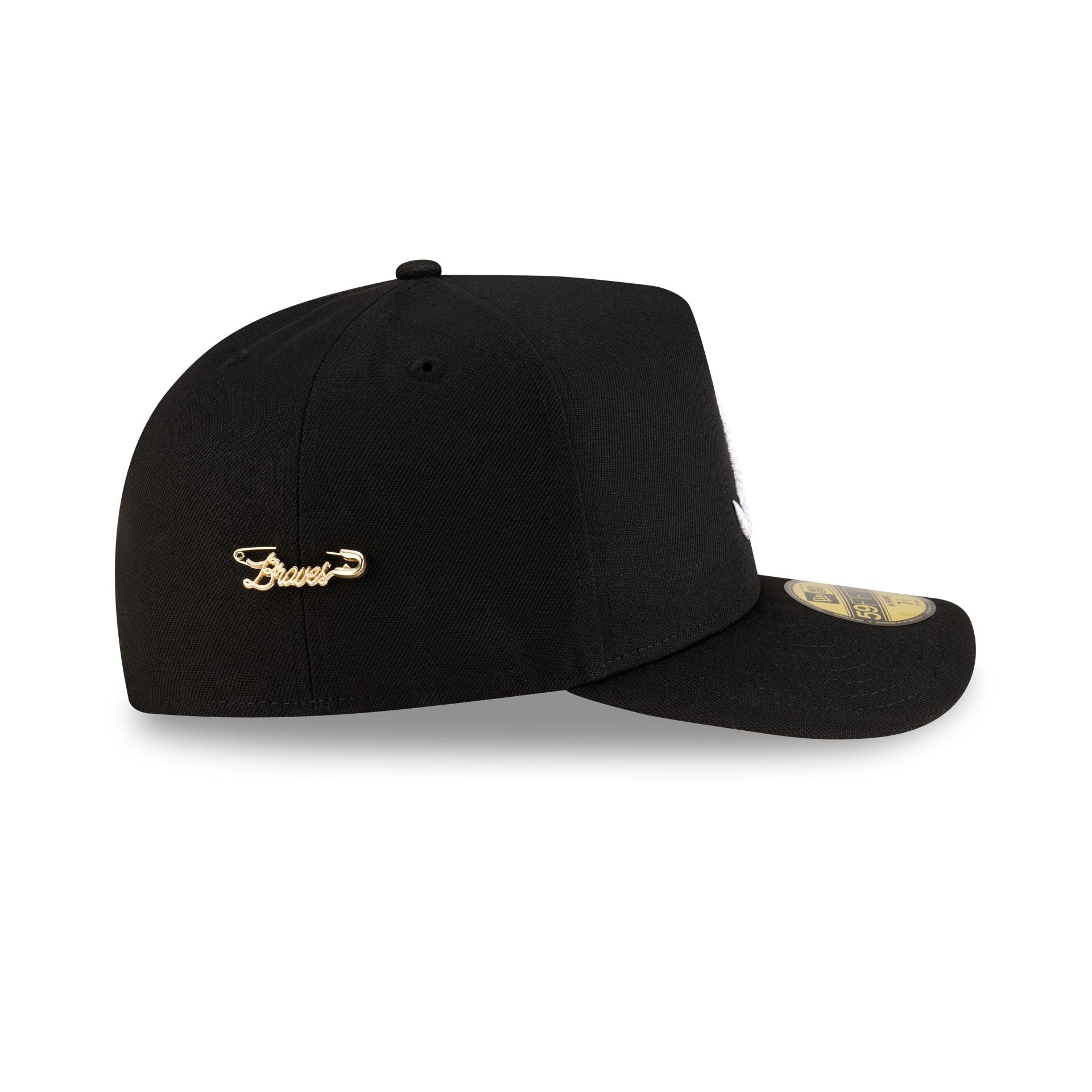 Atlanta Braves Black Script Safety Pin 59FIFTY A-Frame Fitted Hat