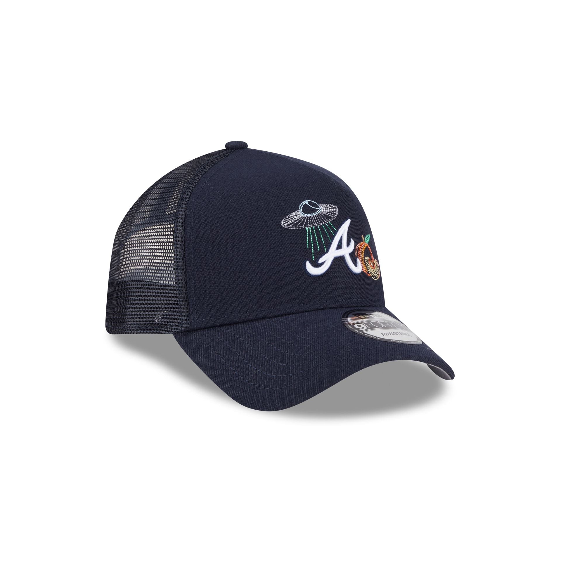 Atlanta Braves State Stitch 9FORTY A-Frame Trucker Hat